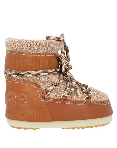 CHLOÉ x MOON BOOT Ankle boot Camel Leather, Textile fibers