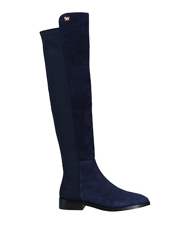STUART WEITZMAN Boots Midnight blue Soft Leather, Textile fibers