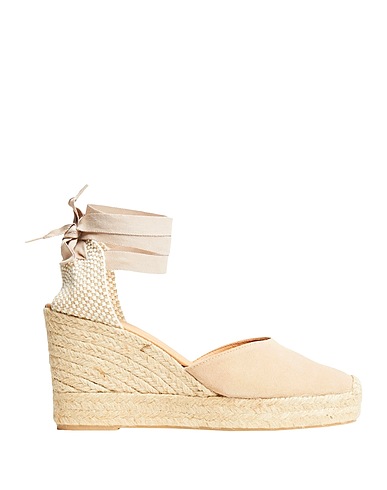 8 by YOOX Espadrillas SUEDE LEATHER WEDGE ESPADRILLES
 Beige Pelle
