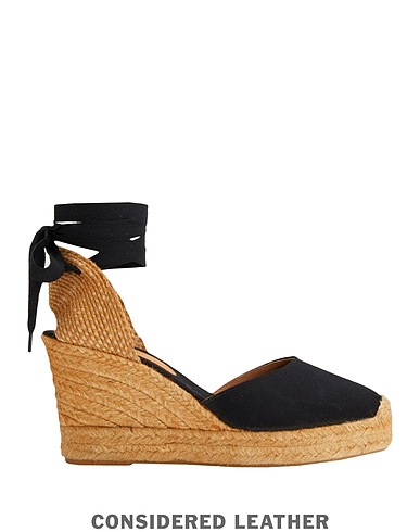 8 by YOOX Espadrilles ORGANIC COTTON WEDGE ESPADRILLES
 Black Textile fibers