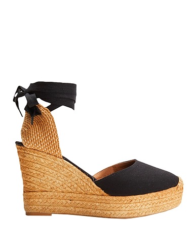 8 by YOOX Espadrilles ORGANIC COTTON WEDGE ESPADRILLES
 Black Textile fibres