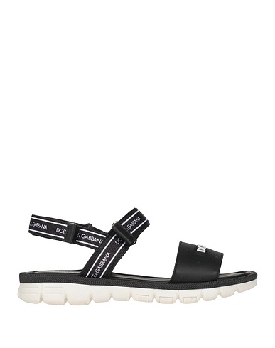 DOLCE&GABBANA Sandals Black Soft Leather, Textile fibers