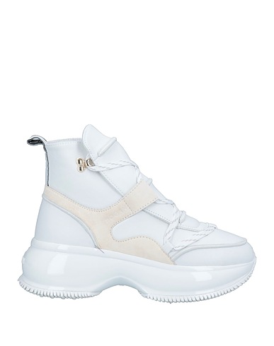 HOGAN Ankle boot White Soft Leather, Textile fibers