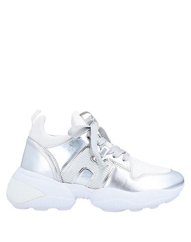 HOGAN Sneakers Silver Soft Leather, Textile fibers