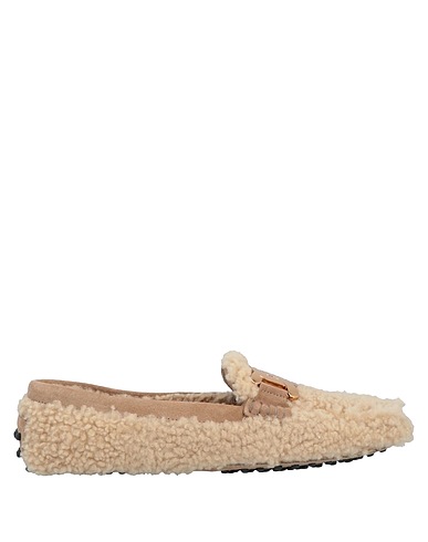 TOD'S Loafers Beige Lambskin, Shearling