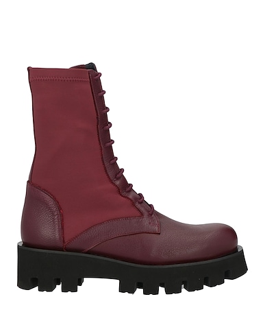 PALOMA BARCELÓ Ankle boot Burgundy Soft Leather, Textile fibres