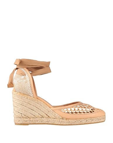 CASTAÑER Espadrilles Beige Leather, Textile fibres