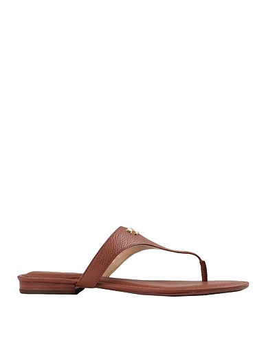LAUREN RALPH LAUREN Flip flops ELLAH TUMBLED LEATHER SANDAL
 Brown 100% Bovine leather