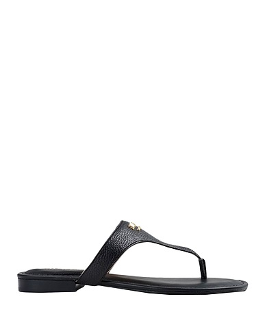 LAUREN RALPH LAUREN ソング・サンダル ELLAH TUMBLED LEATHER SANDAL
 ブラック 牛革 100%