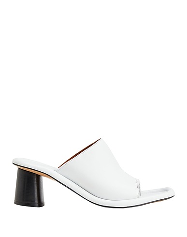 8 by YOOX Infradito LEATHER SQUARE TOE THONG MULE
 Bianco 100% Pelle di vitello