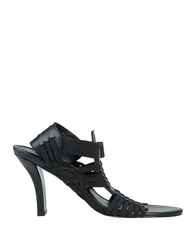KENZO Sandals Black Soft Leather, Textile fibers