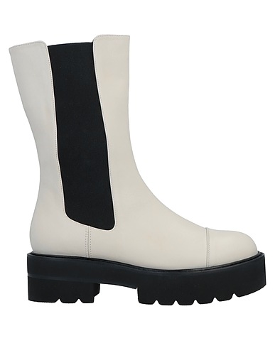 STUART WEITZMAN Stivaletti Bianco Pelle di vitello, Fibre tessili