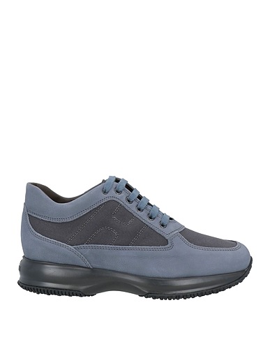 HOGAN Sneakers Slate blue Soft Leather, Textile fibres