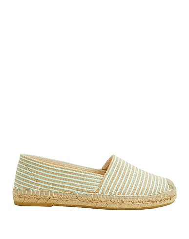 8 by YOOX Espadrilles STRIPED  ESPADRILLES
 Light green Textile fibers