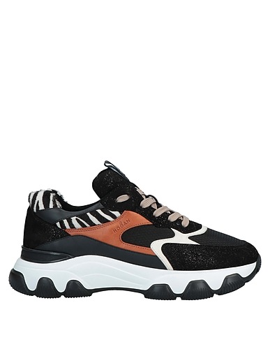 HOGAN Sneakers Black Leather, Textile fibers