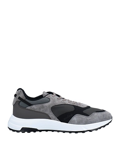 HOGAN Sneakers Grey Leather, Textile fibres