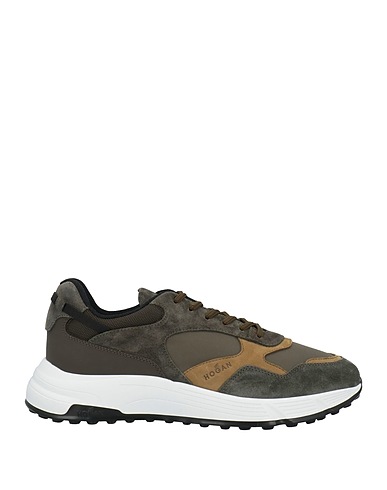 HOGAN Sneakers Verde militare Pelle, Fibre tessili