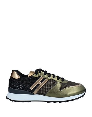 HOGAN Sneakers Grün Leder, Gewebefasern, Gummi