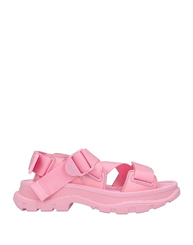 MCQUEEN Sandals Pink Textile fibers, Soft Leather