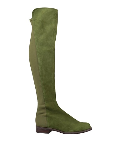 STUART WEITZMAN Boots Military green Soft Leather, Textile fibers