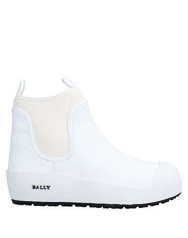 BALLY Stiefelette Weiß Leder, Gewebefasern