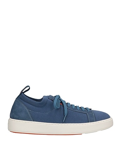 SANTONI Sneakers Azure Textile fibers, Soft Leather