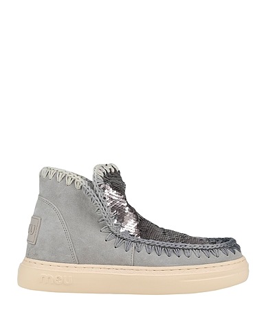 MOU Ankle boot Grey Leather, Textile fibres