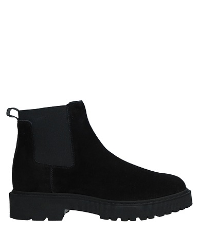 HOGAN Ankle boot Black Soft Leather, Textile fibres