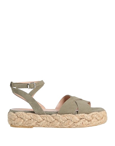 JANET & JANET Espadrilles Militärgrün Leder