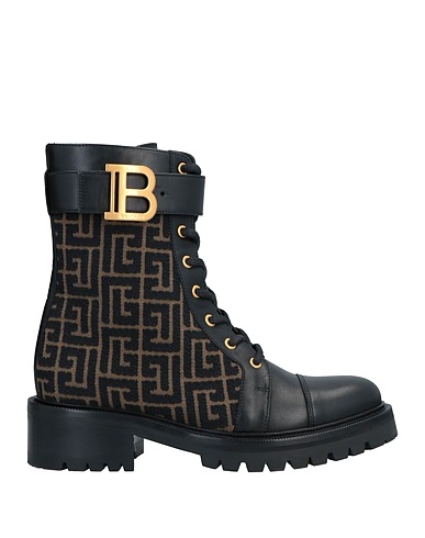 BALMAIN Ankle boot Brown 84% Cotton, 16% Polyester, Calfskin