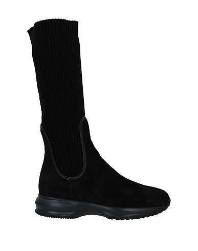 HOGAN Boots Black Leather, Wool