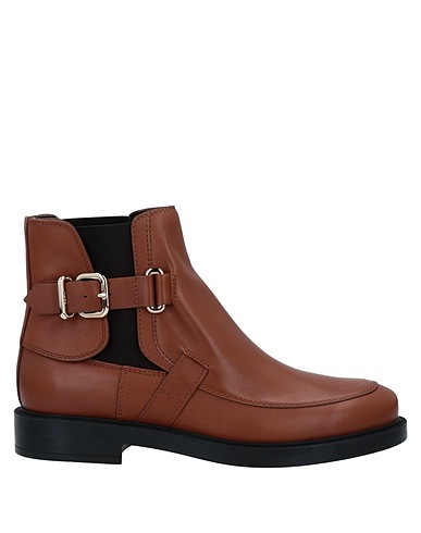 TOD'S Ankle boot Tan Soft Leather, Textile fibres
