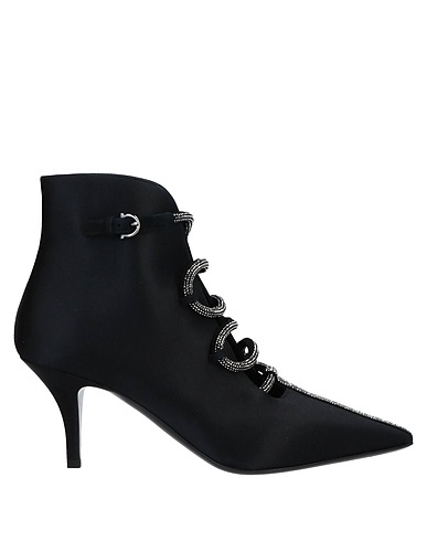 FERRAGAMO Ankle boot Black Textile fibres, Kidskin