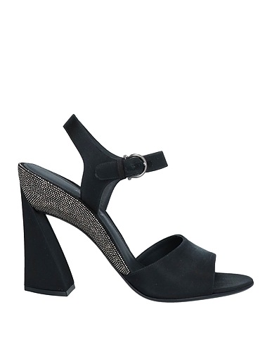 FERRAGAMO Sandals Black Textile fibres, Kidskin