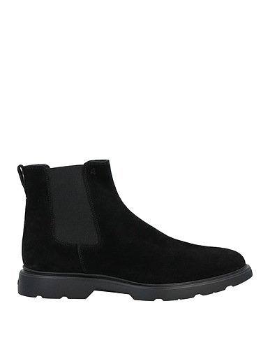 HOGAN Ankle boot Black Soft Leather, Textile fibers