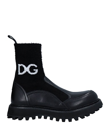 DOLCE&GABBANA Ankle boot Black Soft Leather, Textile fibers