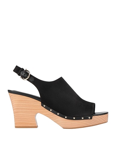 FERRAGAMO Mules and clogs Black Textile fibres, Calfskin