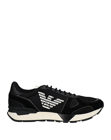 EMPORIO ARMANI Sneakers Black Soft Leather, Textile fibers