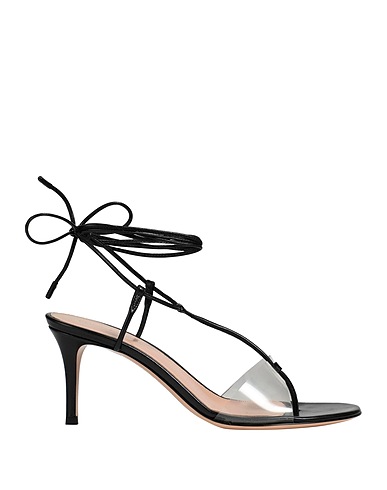 GIANVITO ROSSI Flip flops Black Leather, Other Fibres