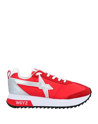 W6YZ Sneakers Red Textile fibers, Soft Leather