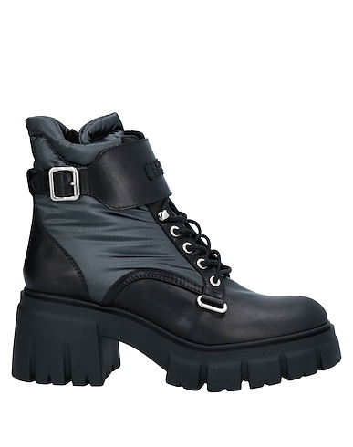 LORIBLU Ankle boot Black Calfskin, Textile fibres