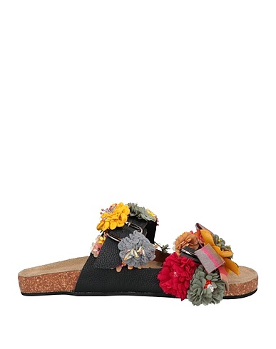 STRATEGIA Sandals Black Soft Leather, Textile fibers