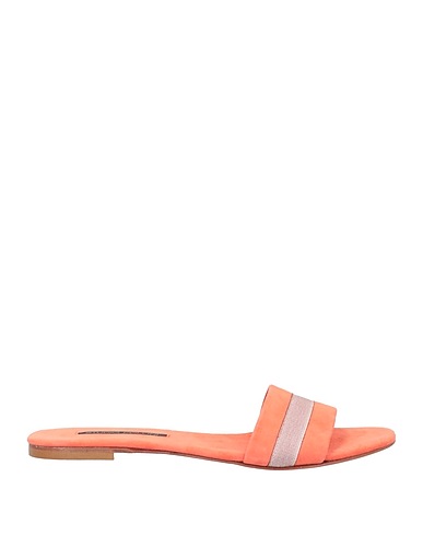 STUDIO POLLINI Sandals Salmon pink Leather, Textile fibres