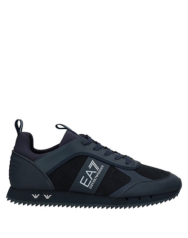 EA7 Sneakers Midnight blue 100% Bovine leather, Polyester, Polyurethane, Elastane, Thermoplastic polyurethane