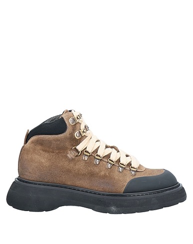 DOUCAL'S Ankle boot Khaki Leather, Textile fibers