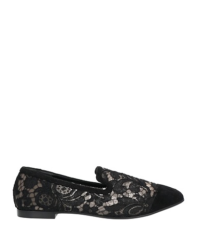 DOLCE&GABBANA Loafers Black Calfskin, Cotton, Polyamide