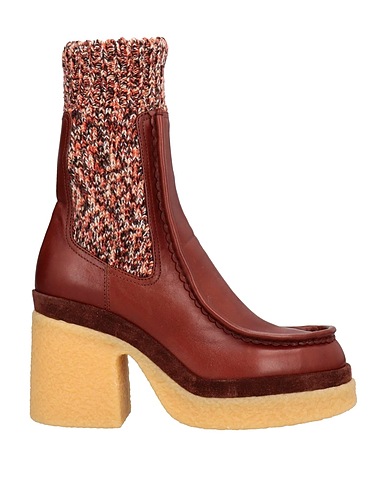 CHLOÉ Stivaletti Marrone 100% Pelle, Fibre tessili