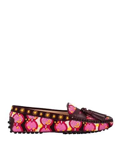 TOD'S Loafers Fuchsia Soft Leather, Textile fibers