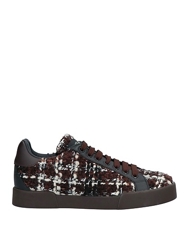DOLCE&GABBANA Sneakers Dark brown Soft Leather, Textile fibres