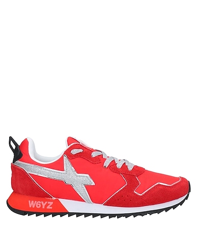 W6YZ Sneakers Red Textile fibres, Soft Leather